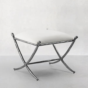 Hand-Forged Metal Horn Fabric Base Stool