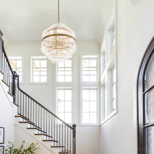 East Modern Brass Glass Chandelier - [Brass]