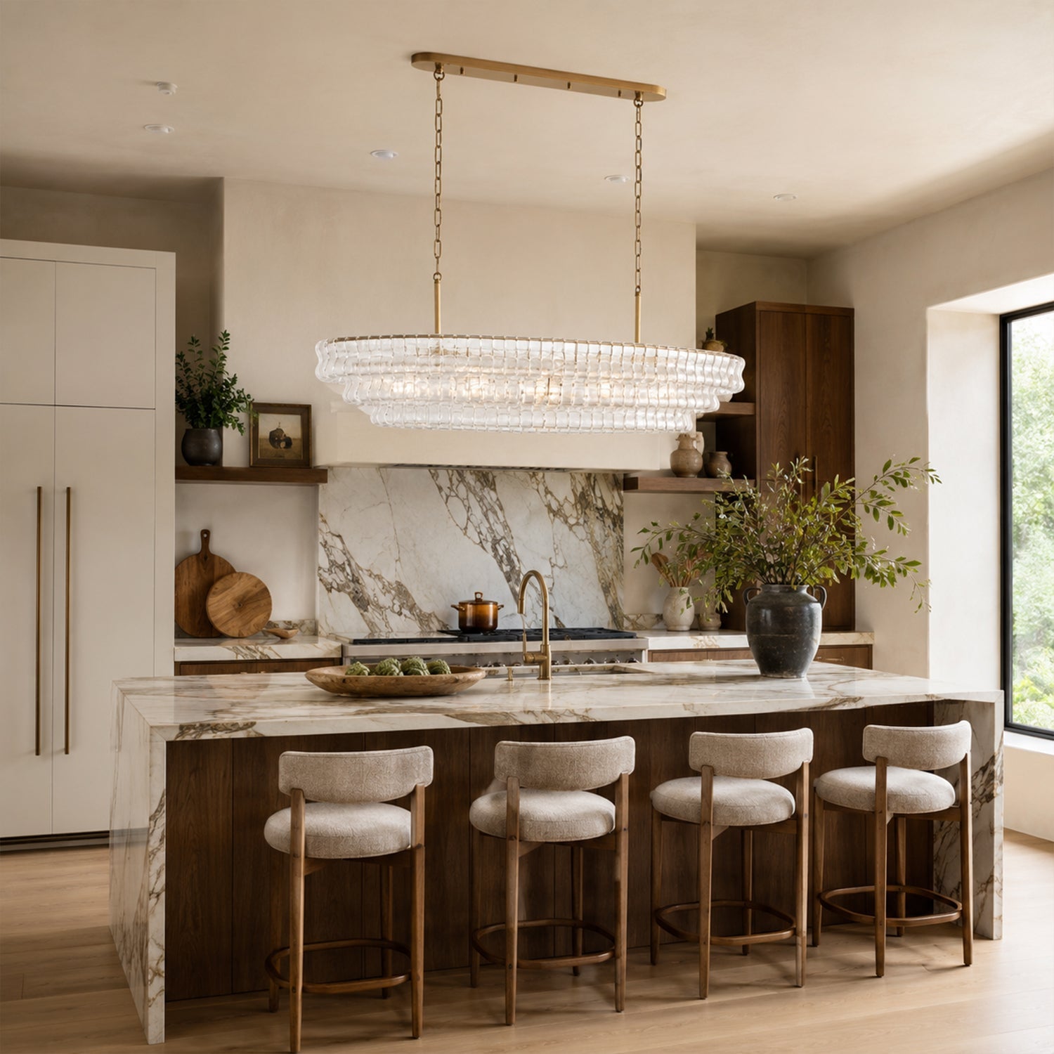 Amor Ghiaccio Glass Oval Chandelier 54"W/65"W