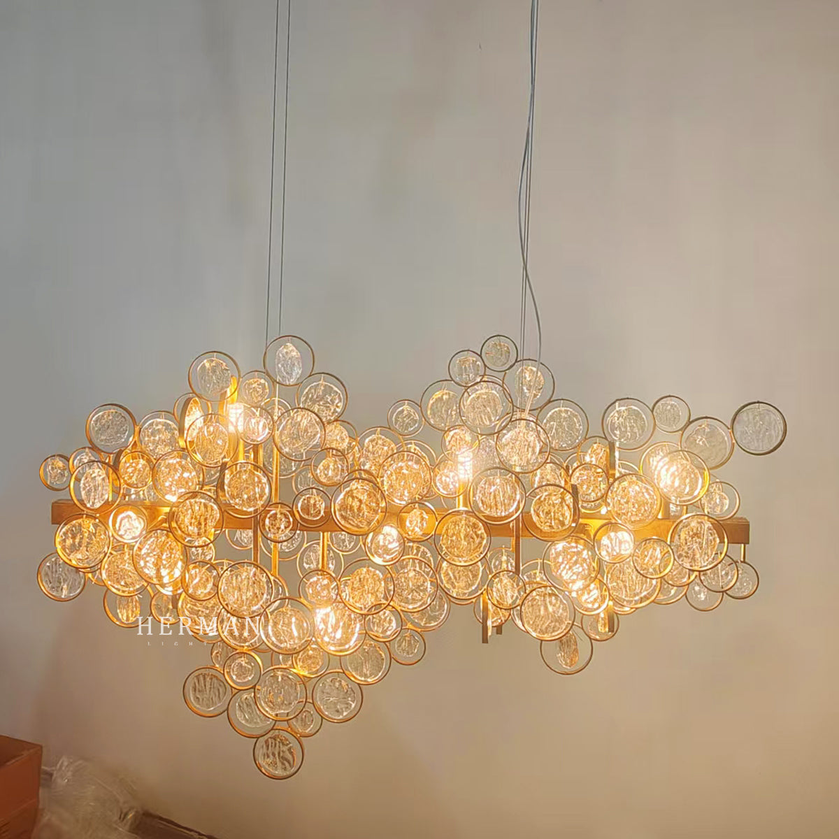 Trento Clustered Glass Linear Chandelier 55"