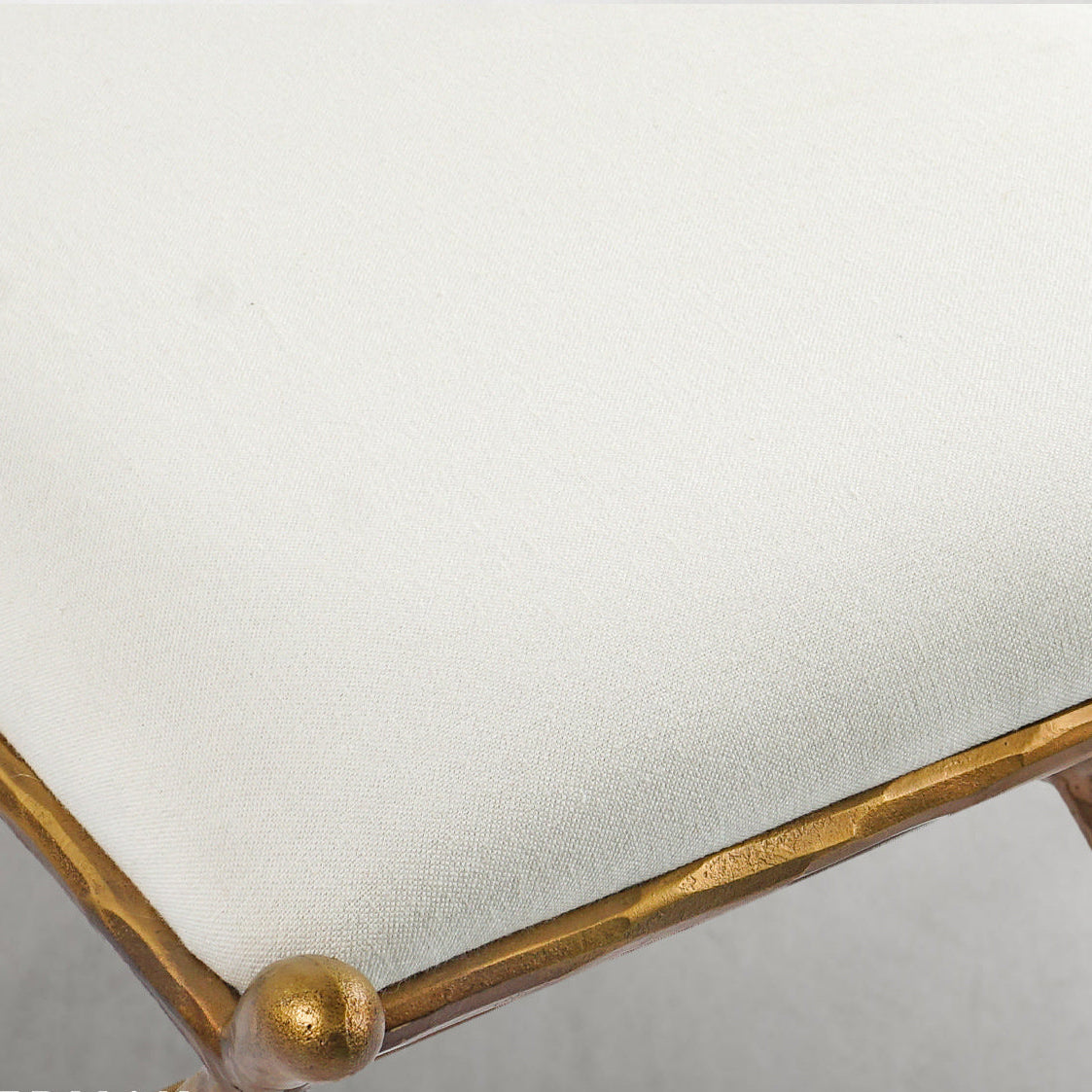 Hand-Forged Metal Horn Fabric Base Stool