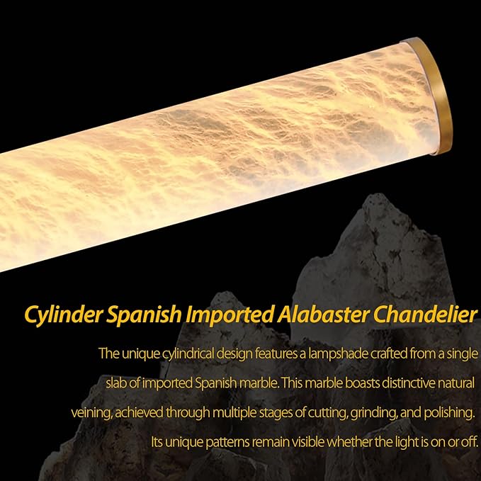 Modern Spanish Alabaster Tube Chandelier