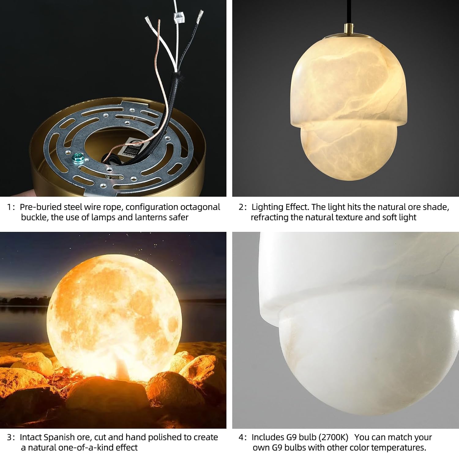 Alabaster Pendant Lights Kitchen Island - Fast Delivery-1-Luxehomezone