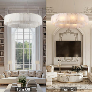 Modern Spanish Alabaster Round Chandelier