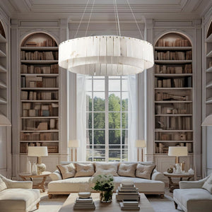 Modern Spanish Alabaster Round Chandelier