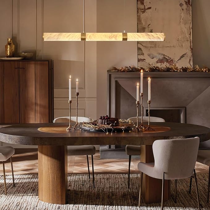 Modern Spanish Alabaster Tube Chandelier
