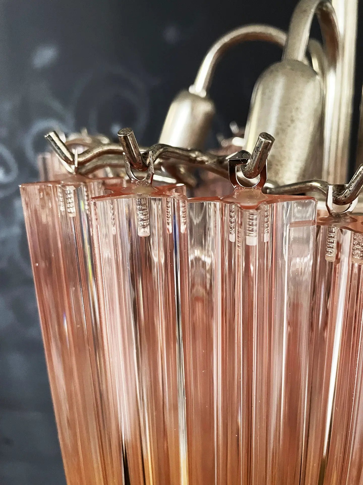 Murano Chandelier 60 Pink Prism Glass