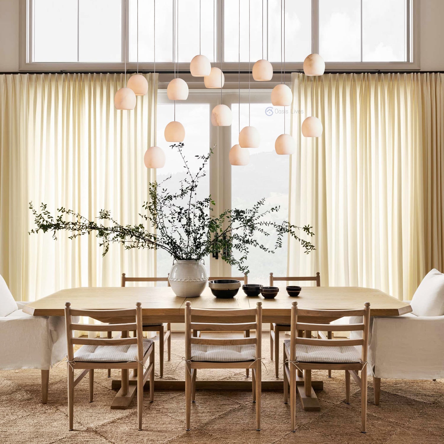 Arica Alabaster Linear Chandelier - Oasislives