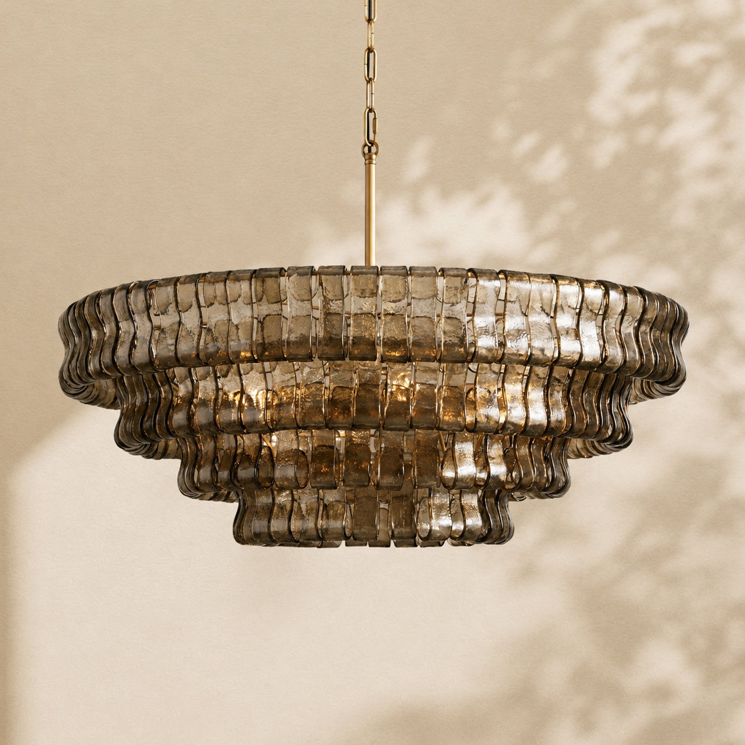 Amor 4-Tier Ghiaccio Glass Round Chandelier 36"