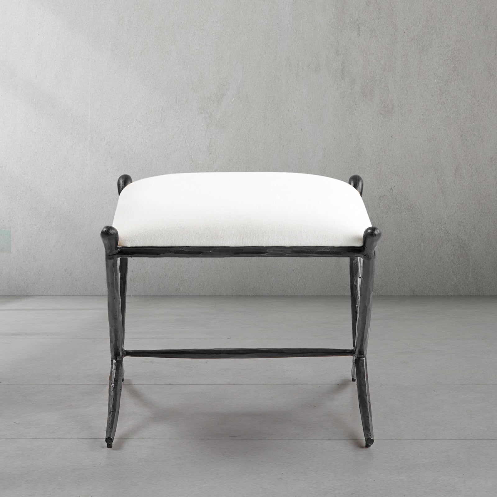 Hand-Forged Metal Horn Fabric Base Stool