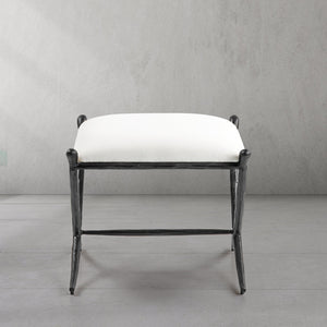 Hand-Forged Metal Horn Fabric Base Stool