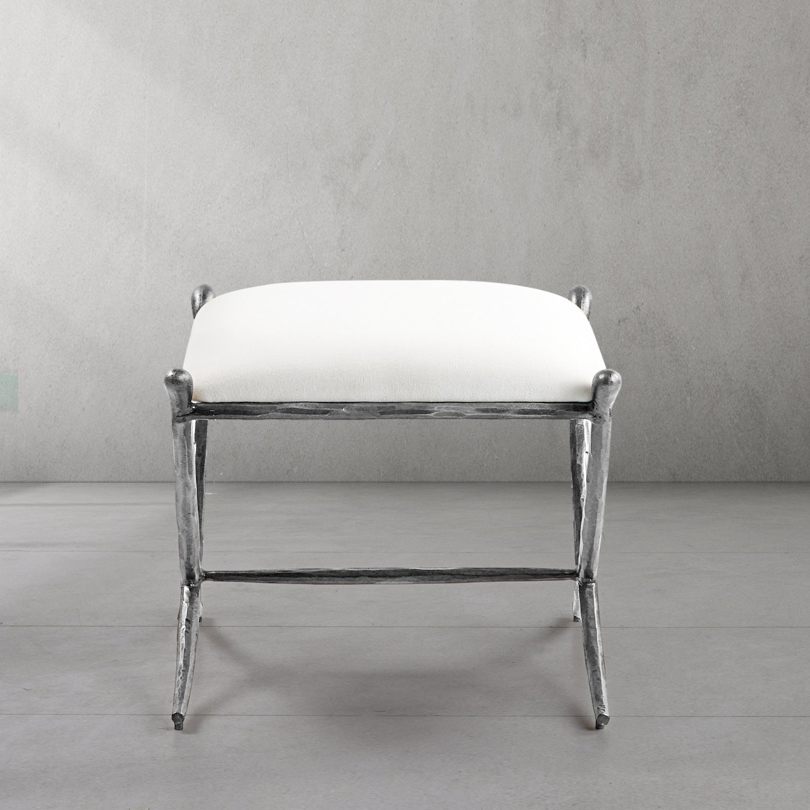 Hand-Forged Metal Horn Fabric Base Stool