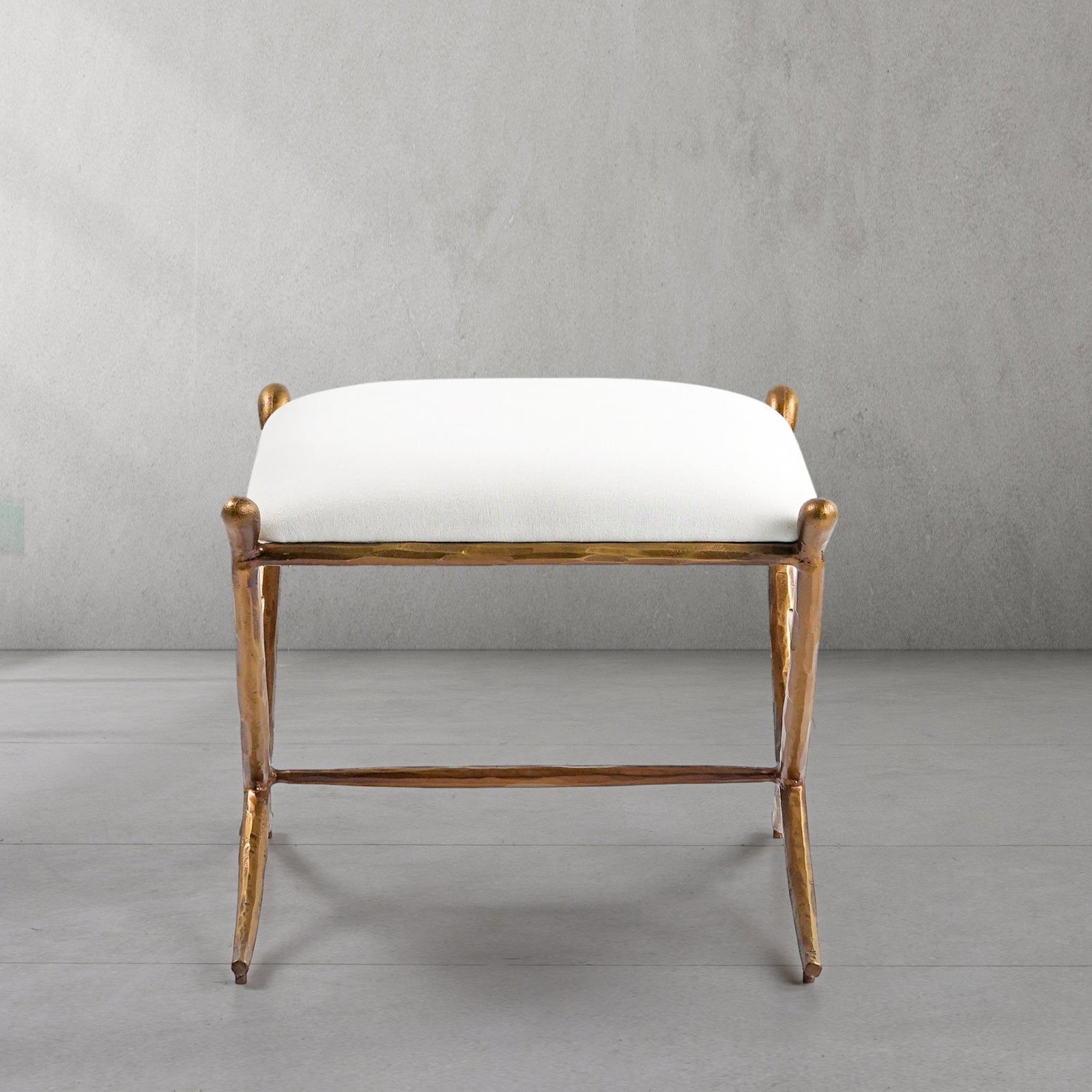 Hand-Forged Metal Horn Fabric Base Stool