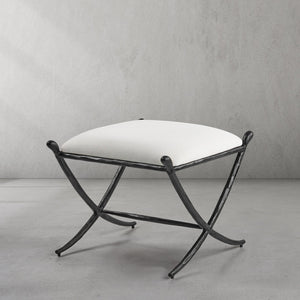 Hand-Forged Metal Horn Fabric Base Stool