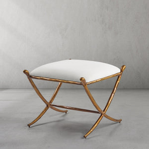 Hand-Forged Metal Horn Fabric Base Stool