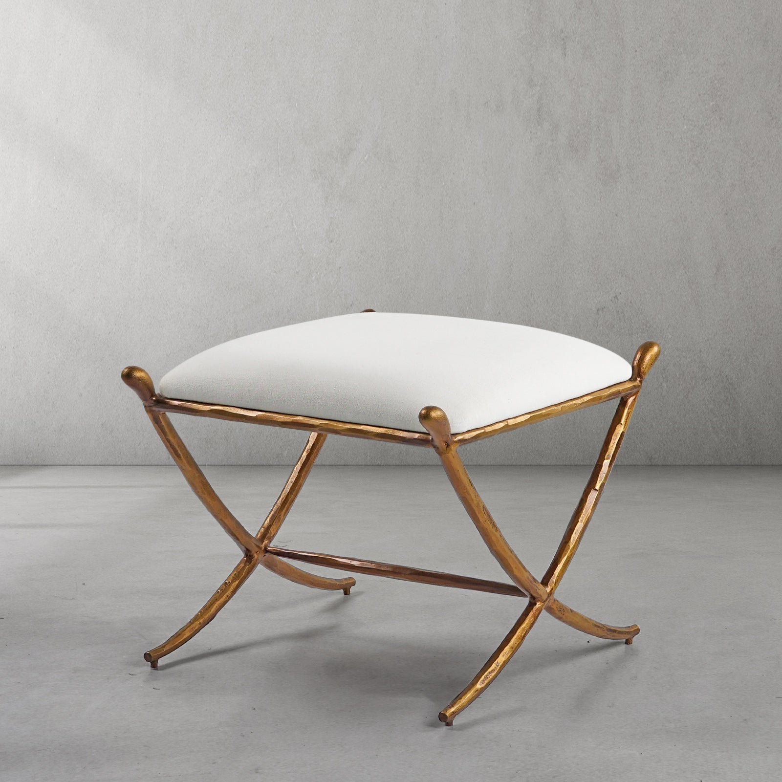 Hand-Forged Metal Horn Fabric Base Stool