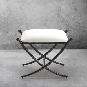 Hand-Forged Metal Horn Fabric Base Stool