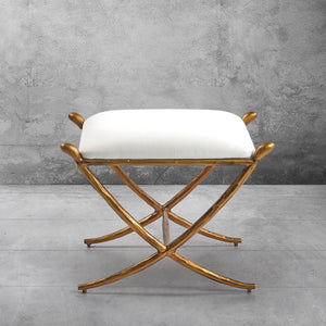 Hand-Forged Metal Horn Fabric Base Stool