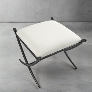 Hand-Forged Metal Horn Fabric Base Stool