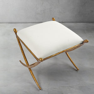 Hand-Forged Metal Horn Fabric Base Stool