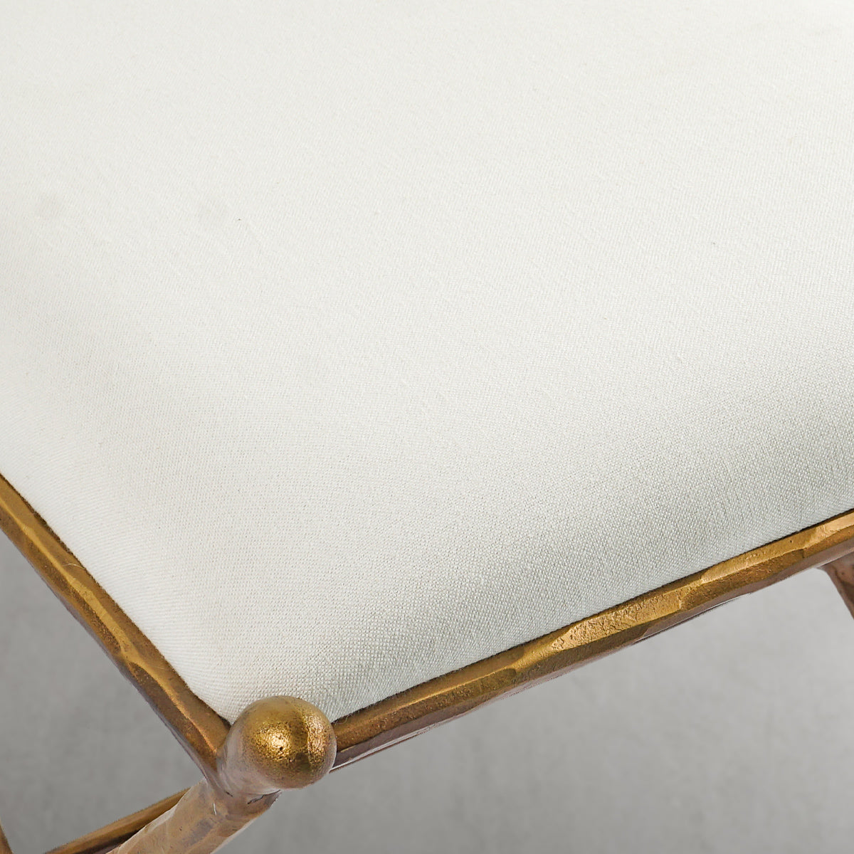 Hand-Forged Metal Horn Fabric Base Stool