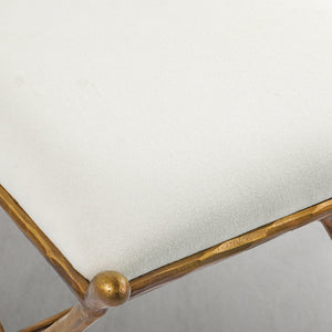 Hand-Forged Metal Horn Fabric Base Stool