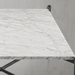 Hand-Forged Metal Square Horn Marble Coffee Table 39" 50"