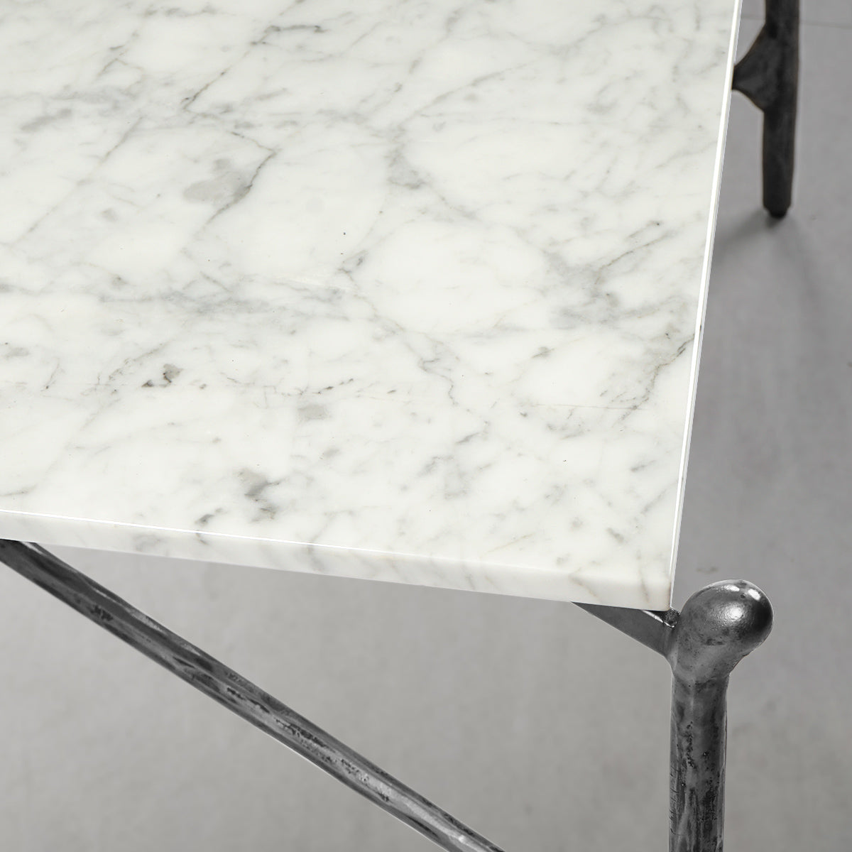 Hand-Forged Metal Square Horn Marble Coffee Table 39" 50"