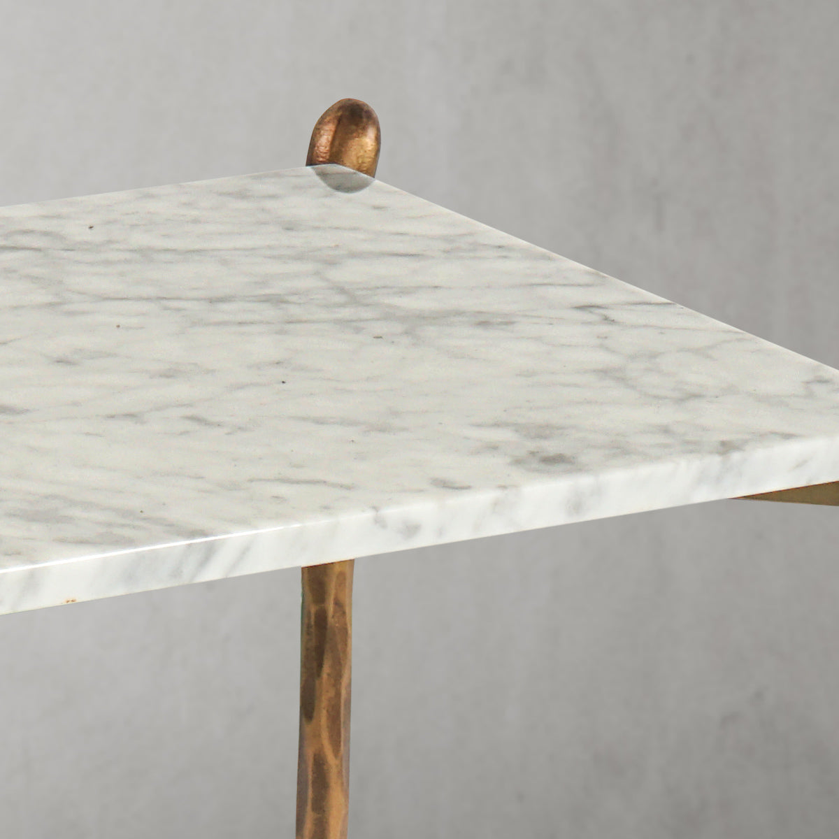 Hand-Forged Metal Square Marble Side Table