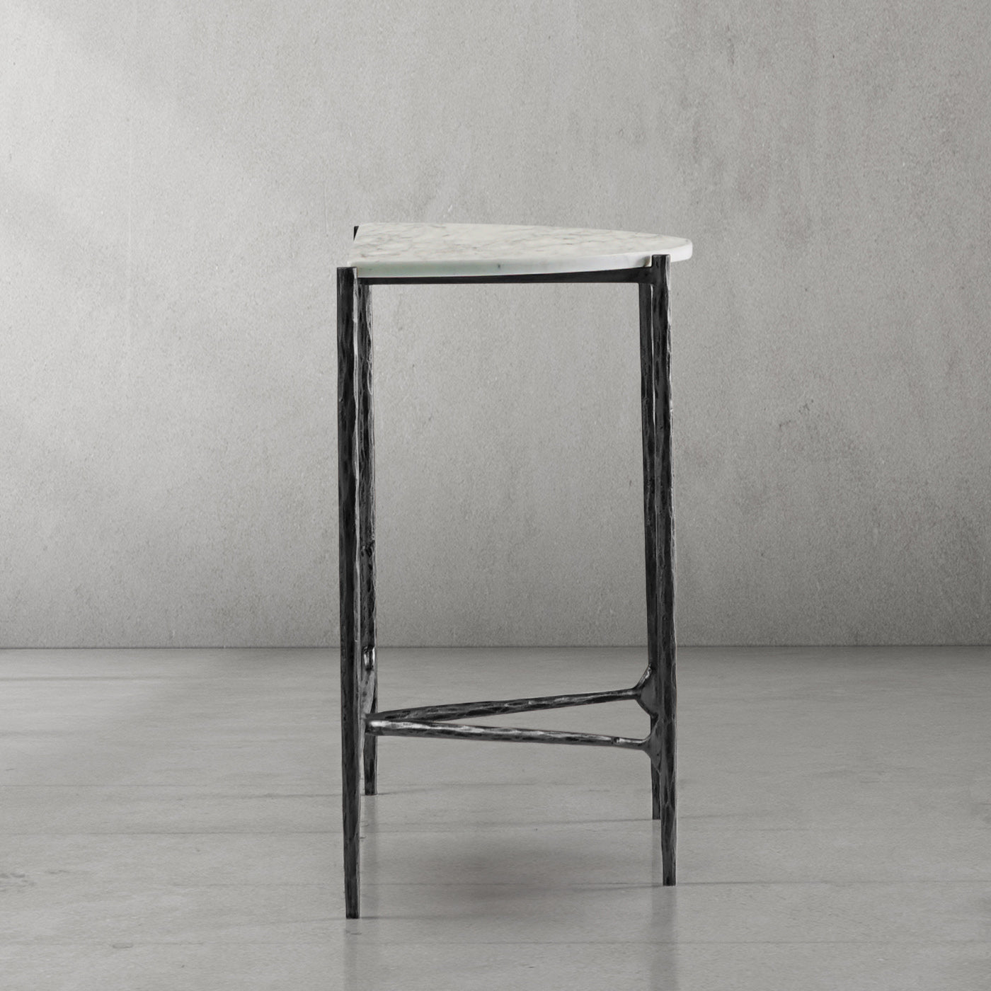 Hand-Forged Metal Semi-circle Console Table