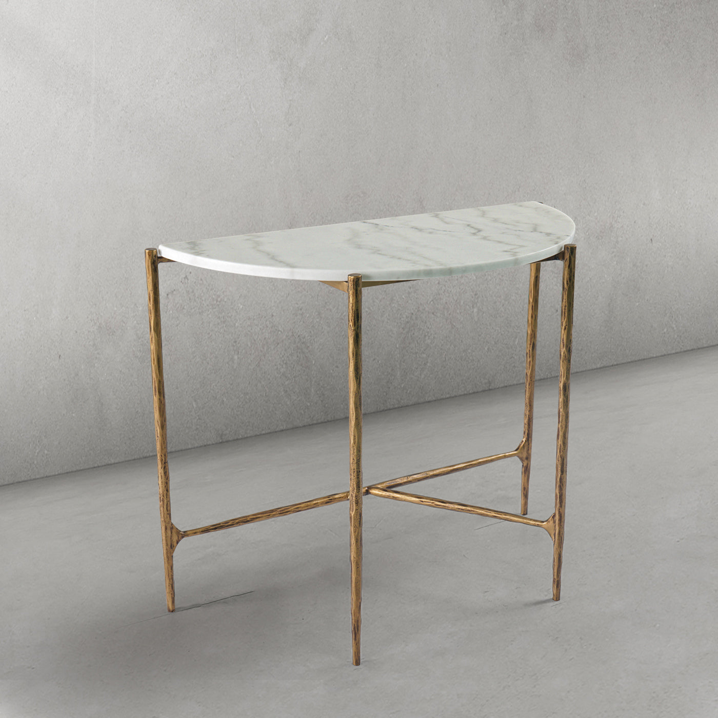 Hand-Forged Metal Semi-circle Console Table