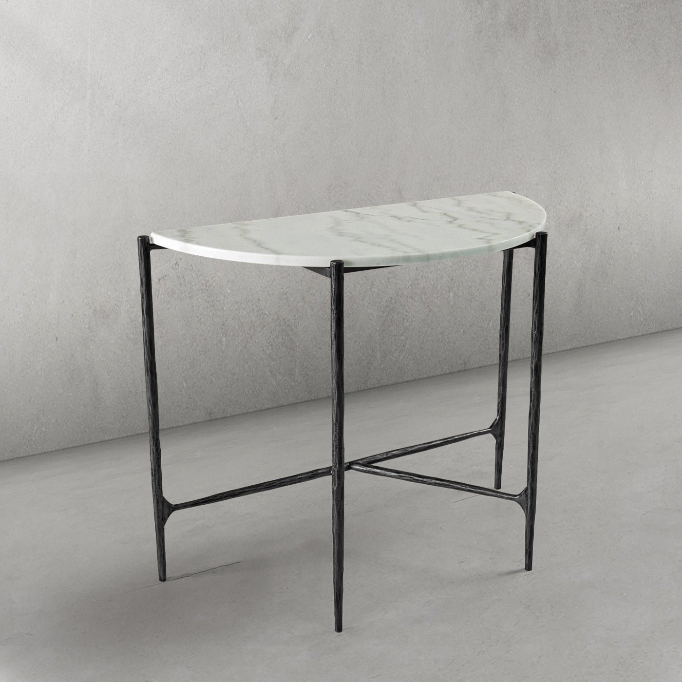 Hand-Forged Metal Semi-circle Console Table