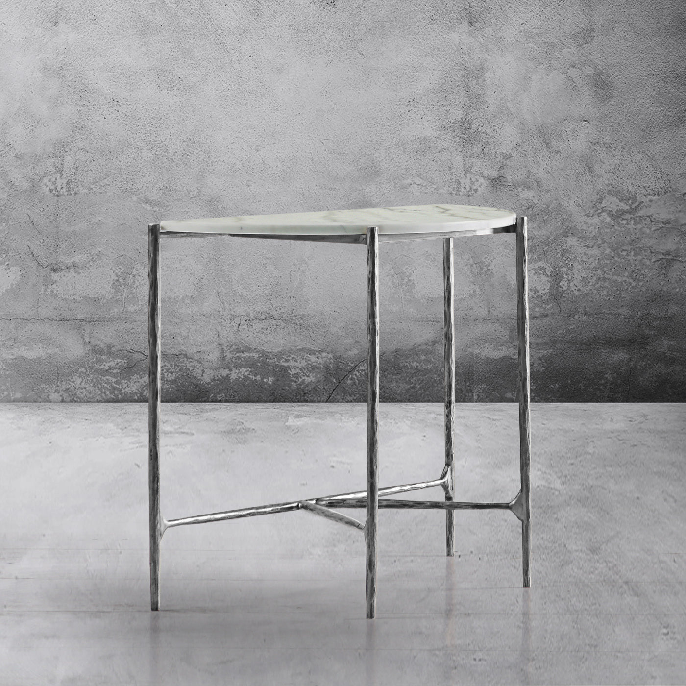 Hand-Forged Metal Semi-circle Console Table