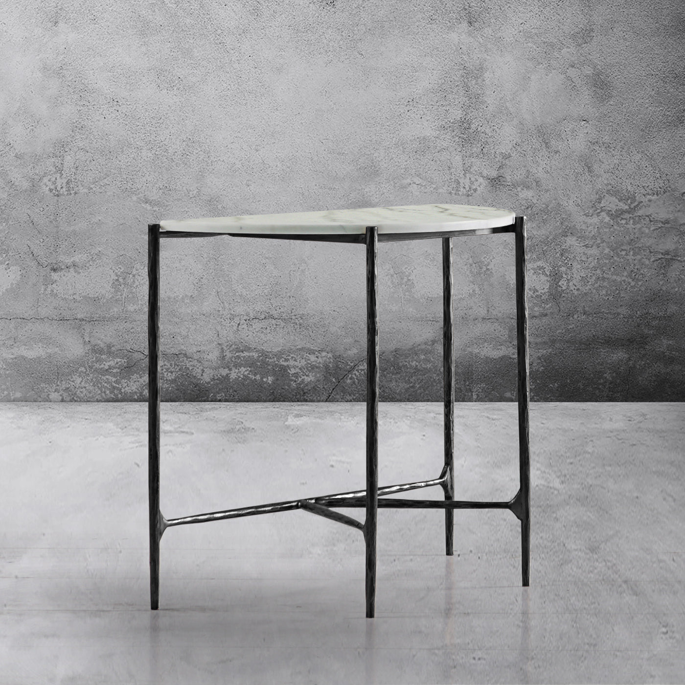 Hand-Forged Metal Semi-circle Console Table