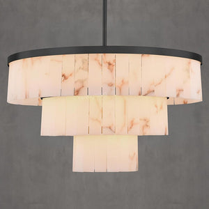 Modern Spanish Alabaster 3-tier Round Chandelier-Vancei