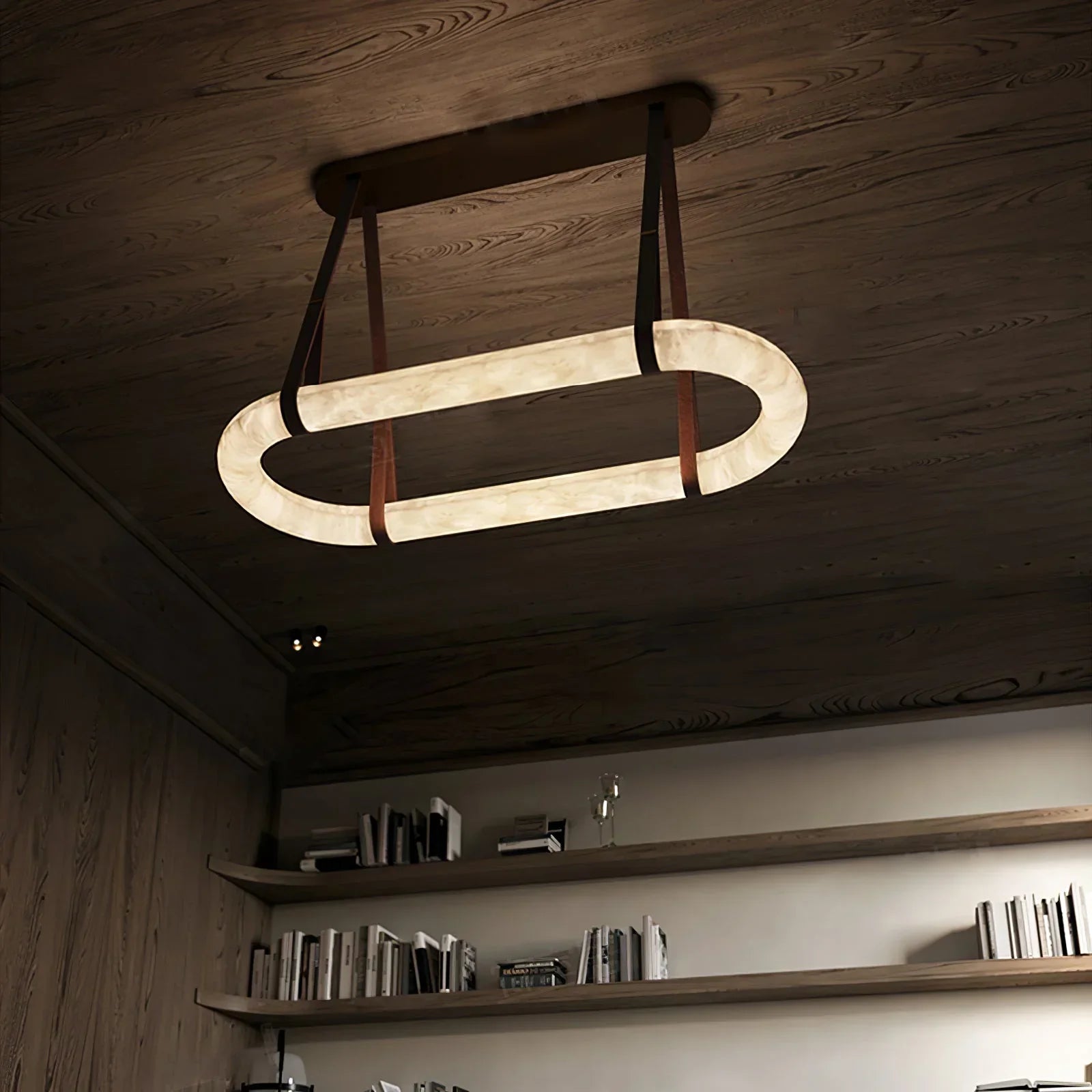 Glacera Alabaster Round Leather Chandelier