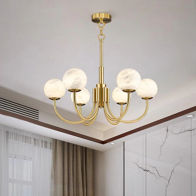 Alabaster Brass Chandelier 25.6" 31.5"-Vancei