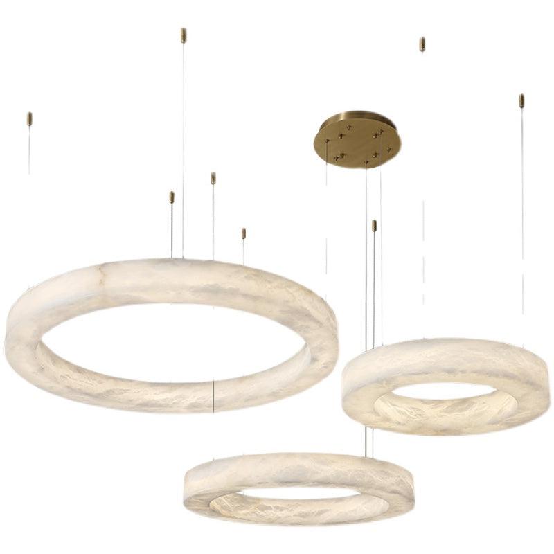 Glacera Alabaster Round Chandelier 19'' 27'' 36'' 60''D