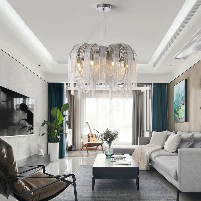 Sophian Aluminum Chain Tassel Round Chandelier-Vancei