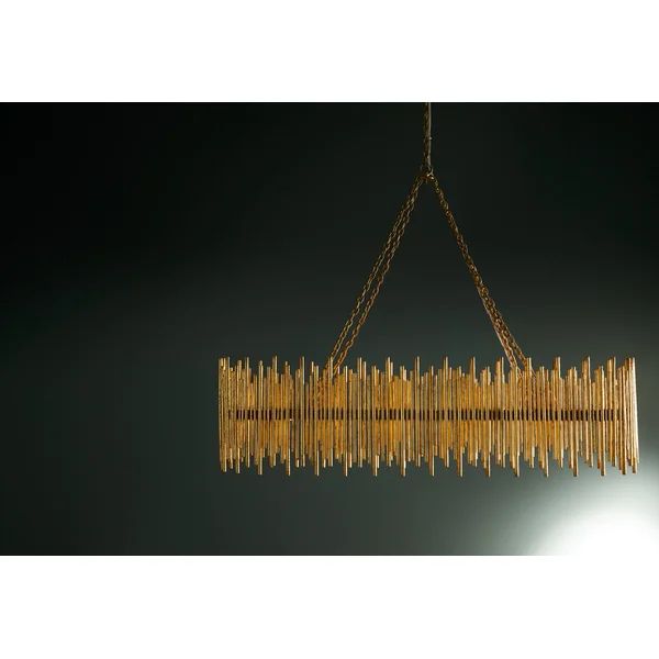 Althely Brass 10 Lights Rectangle Chandelier