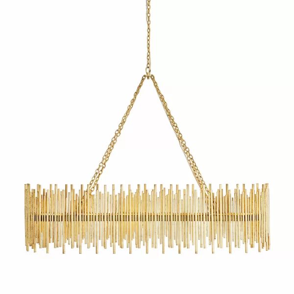 Althely Brass 10 Lights Rectangle Chandelier