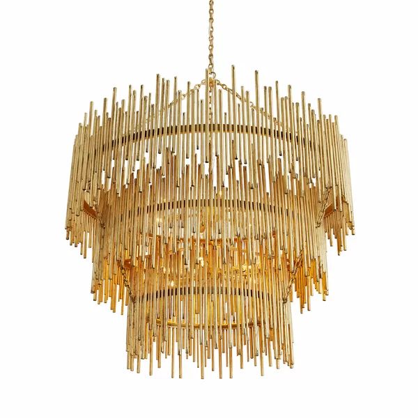 Althely Brass 12 Lights  3- Tier Chandelier