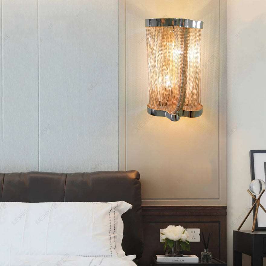 Ashlee Aluminum Chain Tassel Wall Sconce-Vancei