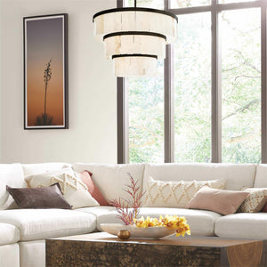 Glacera Alabaster 3 Tier Chandelier 35''D