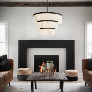 Glacera Alabaster 3 Tier Chandelier 35''D
