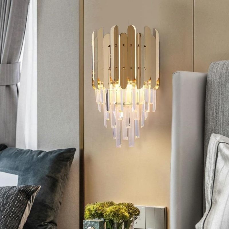 Bourbons Conical Clear Crystal Wall Sconce 16"H-Vancei