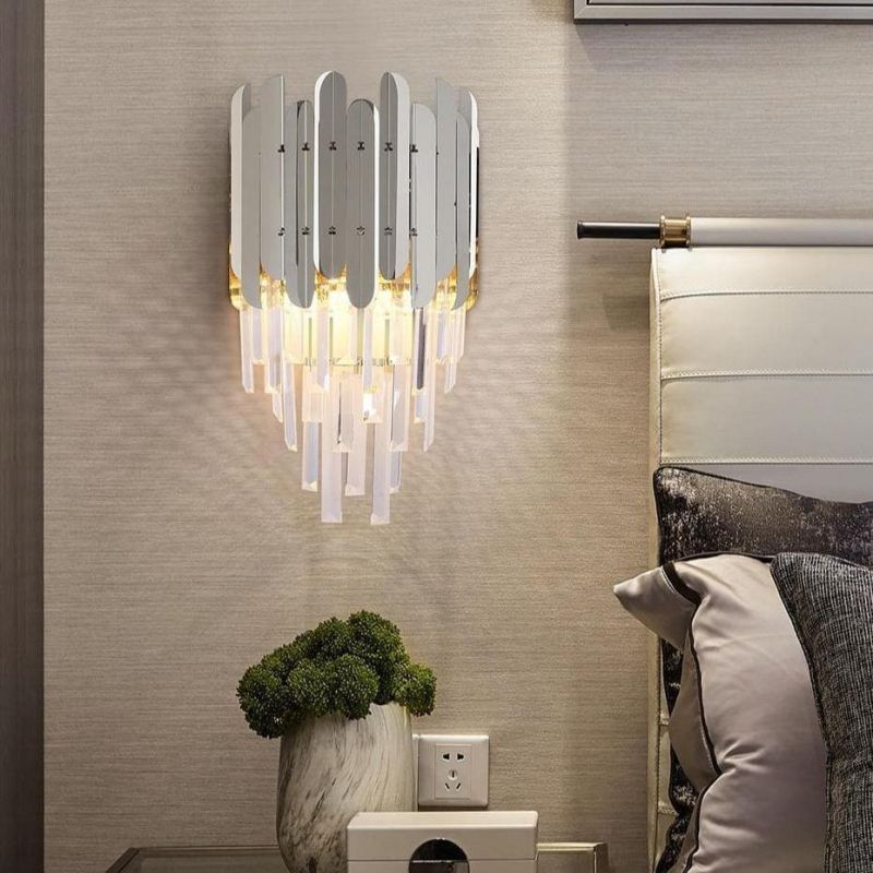 Bourbons Conical Clear Crystal Wall Sconce 16"H-Vancei