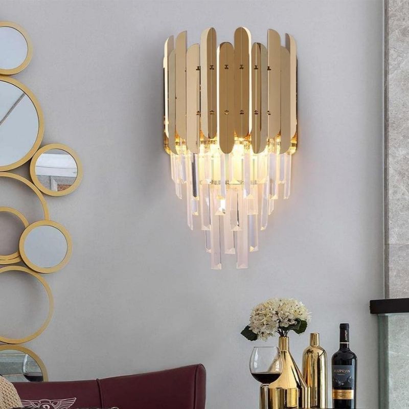 Bourbons Conical Clear Crystal Wall Sconce 16"H-Vancei