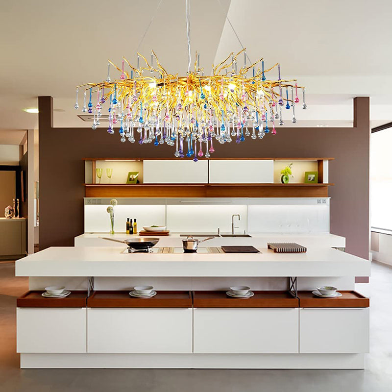 Doris Rain Crystal Branch Chandelier 54"L-Vancei