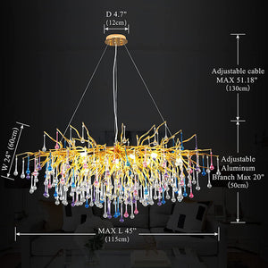 Doris Rain Crystal Branch Chandelier 54"L-Vancei